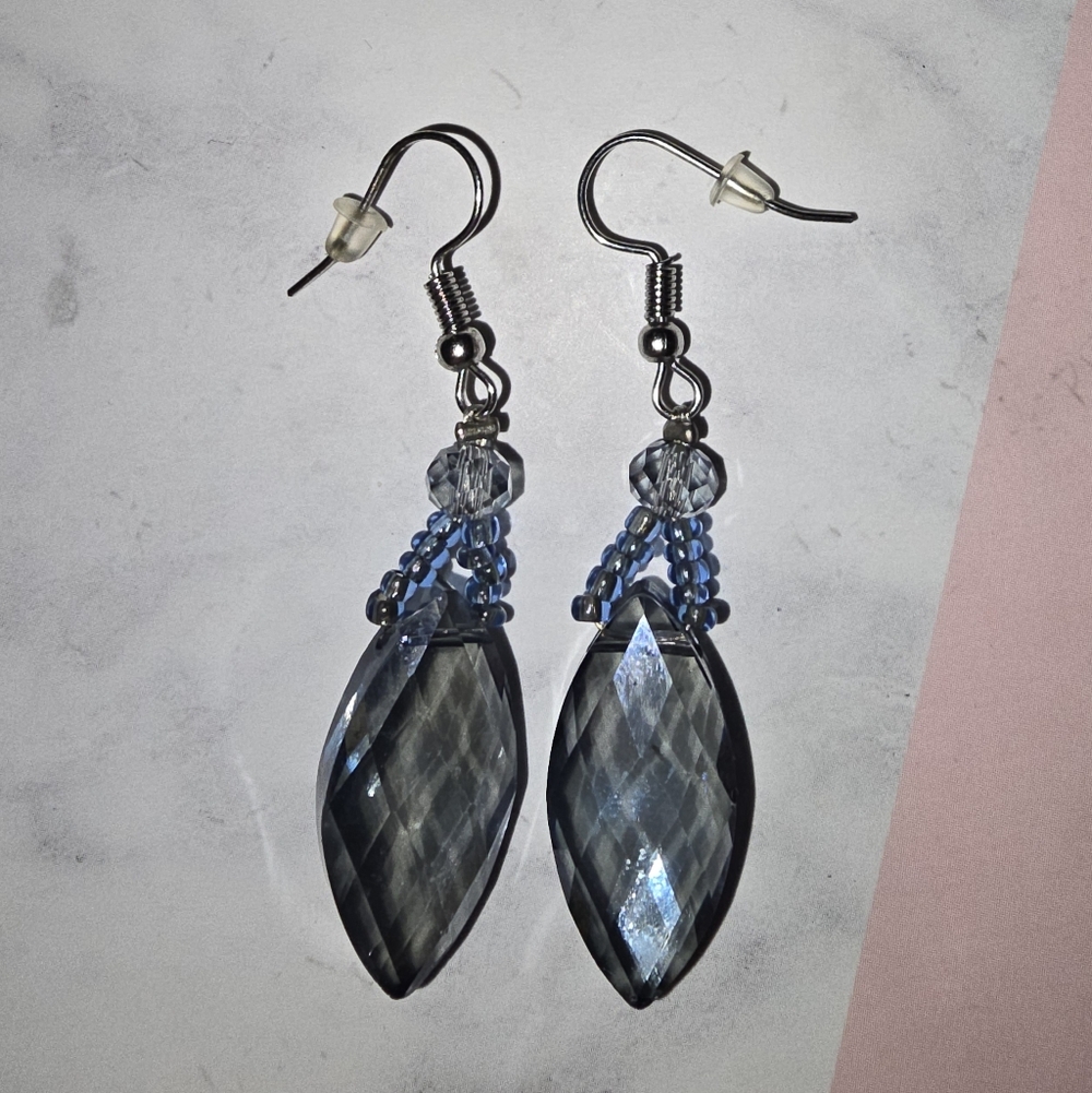 Homemade Blue Crystal Earrings